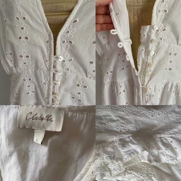 $208 Gorgeous Eyelet Cleobella Brielle Midi Dress Ivory white Size L Price FIRM - Picture 12 of 16